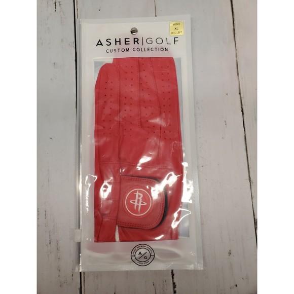 ASHER NBA CABRETTA GOLF GLOVE, HOUSTON ROCKETS LOGO (Sz XL For Left Hand) - Picture 1 of 3